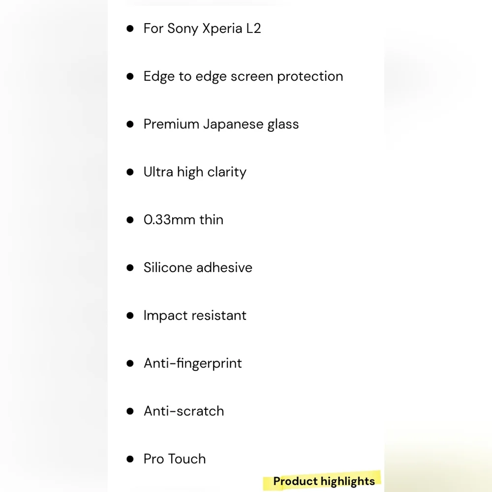 Tempered Glass Screen Protector for Sony Xperia L2